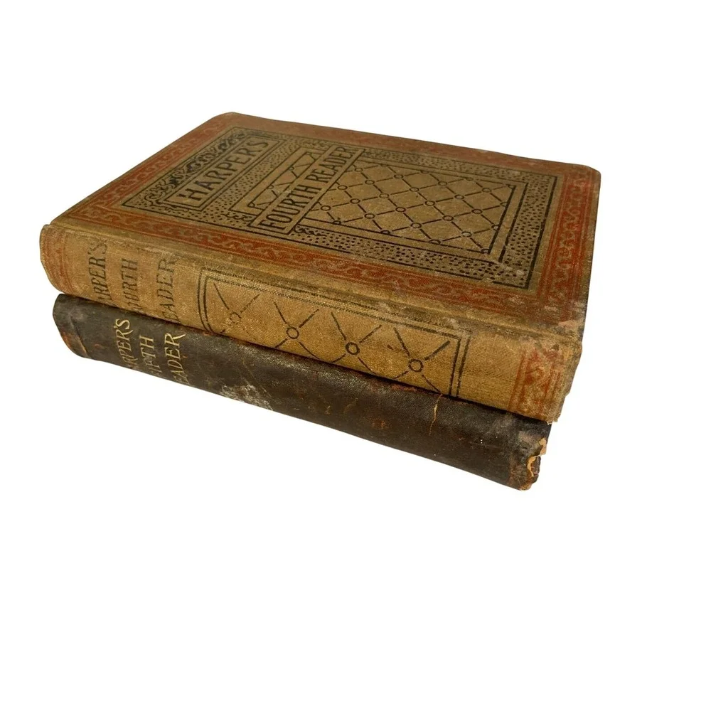 Lot Set of 2 Antique Harper's Fourth and Fifth Reader 1888‎ & 1889